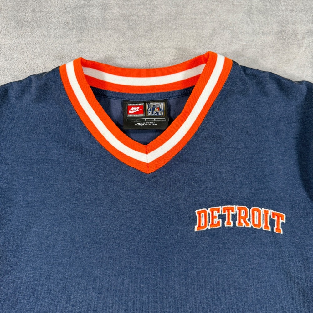Detroit Tigers Shirt Mens Large Blue Jersey Tee Nike Cooperstown Collection - Picture 3 of 11
